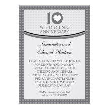 10th Heart Wedding Anniversary Invitation