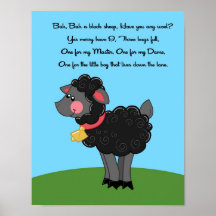 11x14 Bah Bah Black Sheep Rhyme Kids Room Wall Art Poster