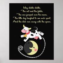 11x14 Hey Diddle Diddle Rhyme Kids Room Wall Art Print