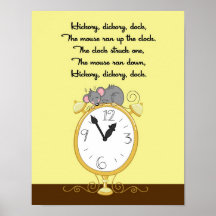 11x14 Hickory Dickor Dock Rhyme Kids Room Wall Art Print