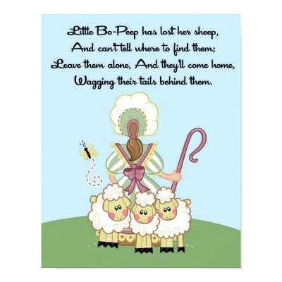 11x14 Little Bo Peep Shee Rhyme Kids Room Wall Art Print by thepapergenius