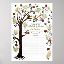 124 guests - Ivory Tree of Life Quaker 28"x20" Poster