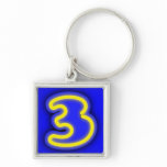 1286138205_Vector_Clipart number three neon lights Key Chains