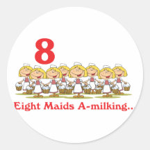 12 days eight maids a-milking round stickers