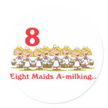 12 days eight maids a-milking round stickers