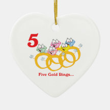 12 days five gold rings christmas ornaments