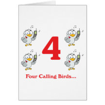 12 days four calling birds greeting cards