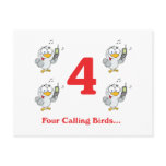 12 days four calling birds postcards