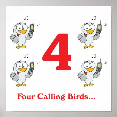 12 days four calling birds print by doonidesigns