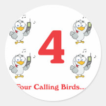 12 days four calling birds round stickers