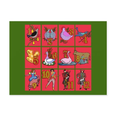 12 Days of Christmas T-shirts, Apparel, Gifts Postcard by XmasFun