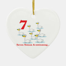 12 days seven swans a-swimming christmas tree ornament
