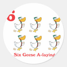 12 days six geese a-laying round sticker