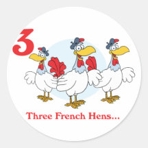 12 days three french hens sticker