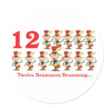 12 days twelve drummers drumming round stickers