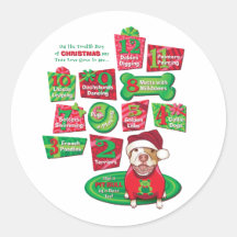 12 Dogs of Christmas Stickers