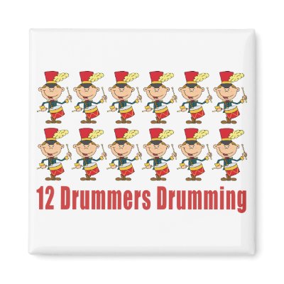 12 Drummers Drumming Magnet by cutechristmas