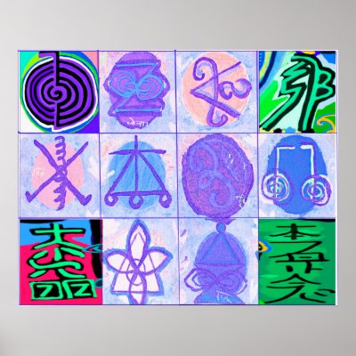12 Reiki n Karuna Reiki Signs Print by doonagiri