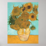 12 Sunflowers, van Gogh, Vintage Flowers Floral Poster