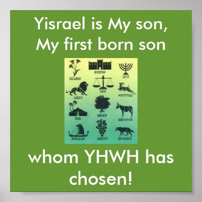 12-tribes-silouette, Yisrael is My son, My firs... Posters by vahebrew
