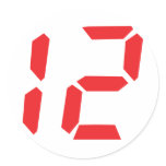 12 twelve  red alarm clock digital number stickers