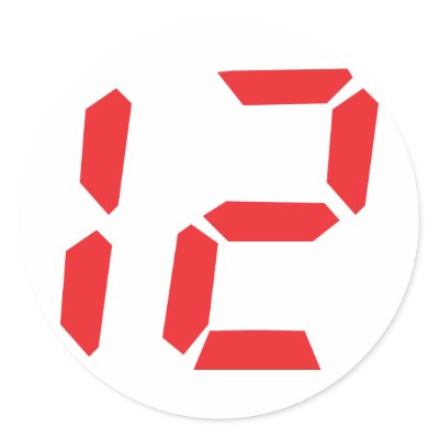 12 twelve  red alarm clock digital number stickers by Tomaniac