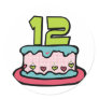 12 Year Old Birthday Cake Round Stickers