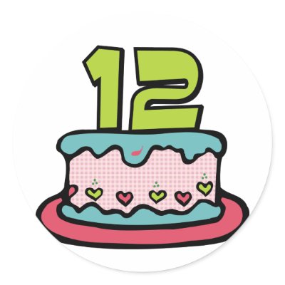 12 Year Old Birthday Cake Round Stickers by Birthday_Bash