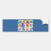 12 Zodiac signs Pop Art Bumper Stickers