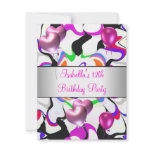 12th Birthday Party Pink Abstract Silver Balloons