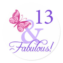 13 And Fabulous Birthday Round Stickers