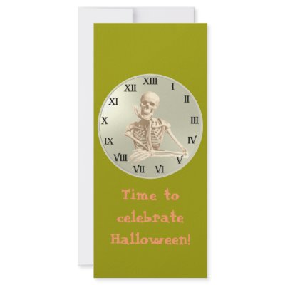 13 Hour Skeleton Clock Rack Card Design by HalloweenSpirit