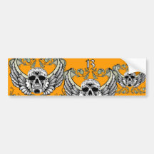 13 Hour Skull Clock Pattern Bumper Stickers