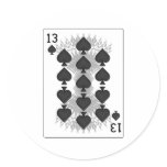 13 of Spades: Playing Card: Round Stickers