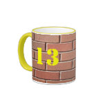 13 (stencilled) coffee mugs