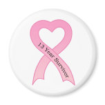 13 Year Survivor Pink Ribbon Magnet