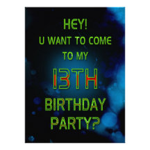 13th Birthday - Invitation - Geometric/Humour