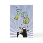 13th Birthday - Penguin Surprise Card