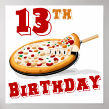 13th Birthday Pizza Party Print