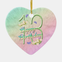 13th Birthday Rainbow Keepsake Heart Ornament