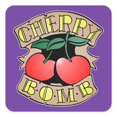 1413032011 Cherry Bomb Inverso (Rocker & Kustom) Square Stickers by toxico13