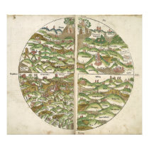 1475 Oldest Known Woodcut World Map Photo Art