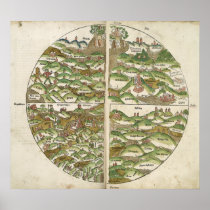 1475 Oldest Known Woodcut World Map Posters