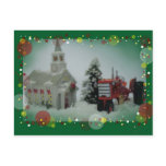 14 toy tractors at christmas post card