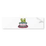 14 Year Old Birthday Cake bumper stickers