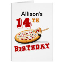 14th Birthday Pizza Party Greeting Card