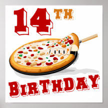 14th Birthday Pizza Party Posters