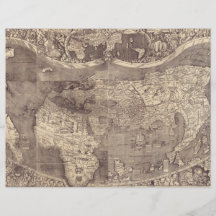 1507 Martin Waldseemuller World Map Full Colour Flyer