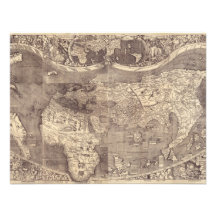1507 Martin Waldseemuller World Map Custom Announcements
