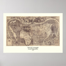 1507 Martin Waldseemuller World Map Print